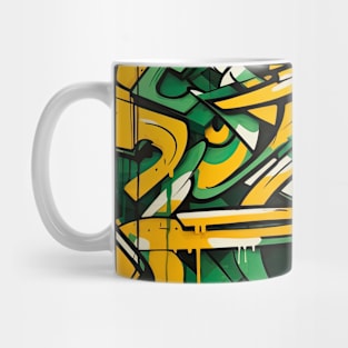 Urban Bloom: The Yellow and Green Graffiti Nexus Mug